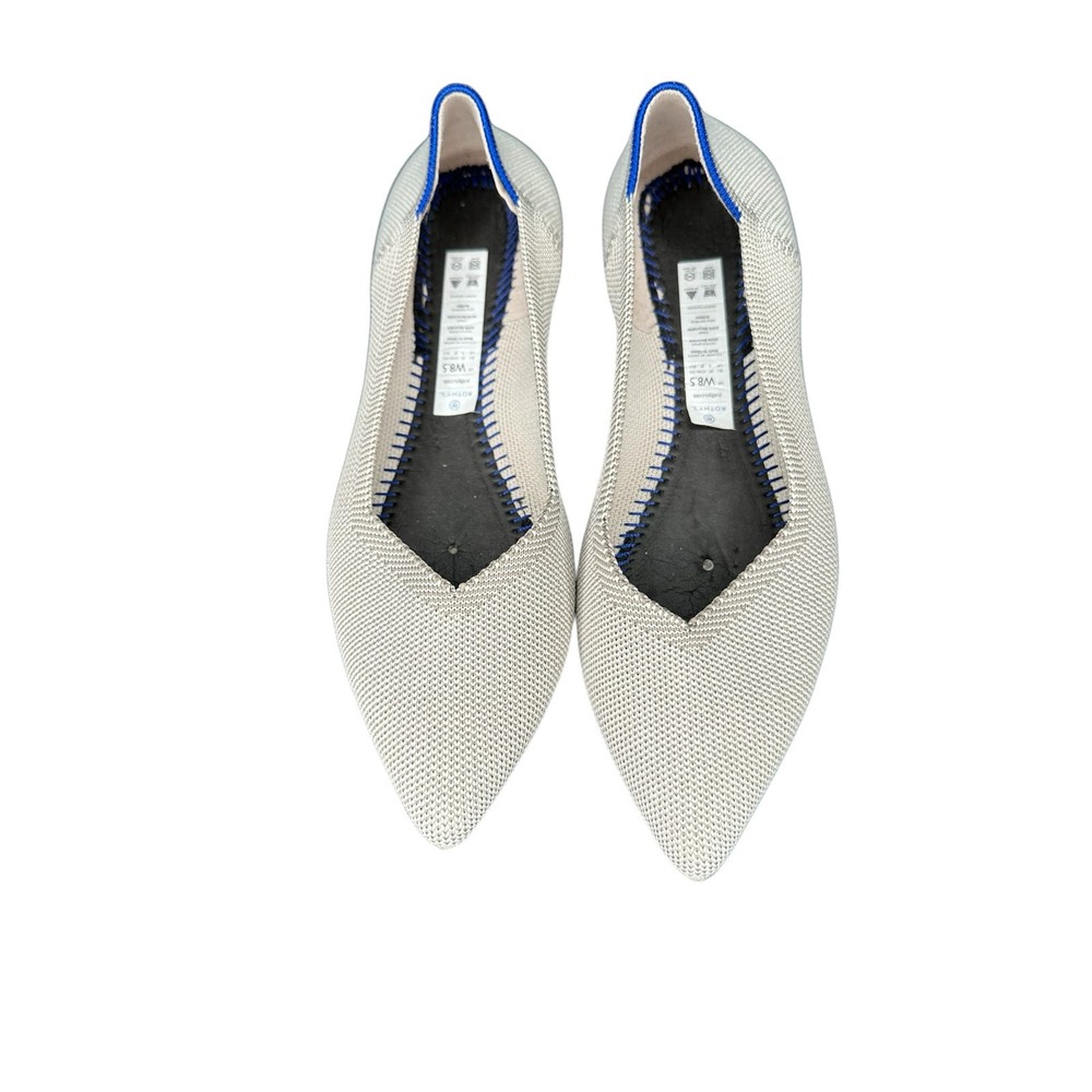 Rothy's Gray Flax Birdseye The Point Ballet Flat Size 8 1/2 MISSING INSOLES